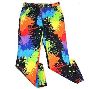 Loudmouth Mens Golf Pants 32x30 Rainbow Paint Ball Splatter Stretch John Daly